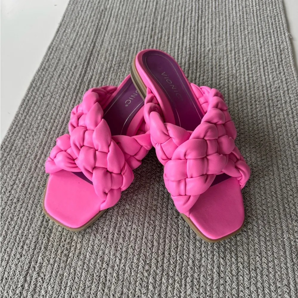 VIONIC Kalina Hot Pink Fuschia Puffy Braided Arch Support Sandals Size 8 NWOT - Image 12