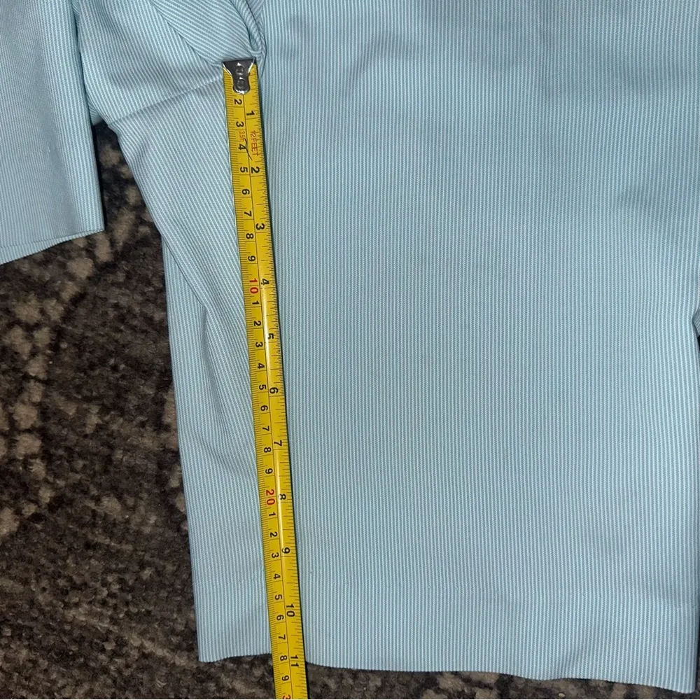 Peter Millar Size 8 Blue White Micro Pinstripe Performance Golf Bermuda Shorts - Image 7