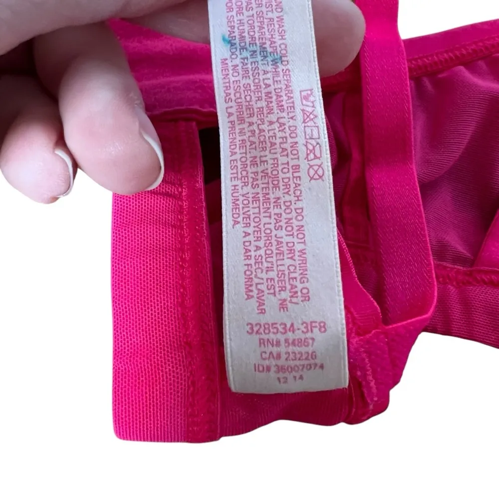 Victoria's Secret Mesh Unlined Demi Bra Hot Pink Sheer Size Medium Strappy Sexy - Image 7