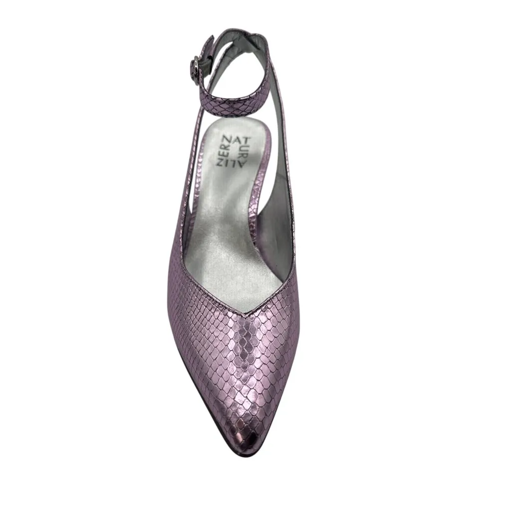 Naturalizer 7M Metallic Pink Snake Embossed Pointed Toe Heels With Ankle Strap - Image 10