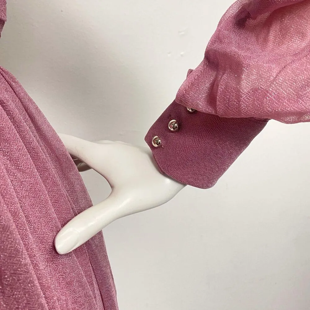 Faeriesty Dusty Rose VNeck Shear Long Sleeve Bridesmaid Dress Ruched A - Image 10