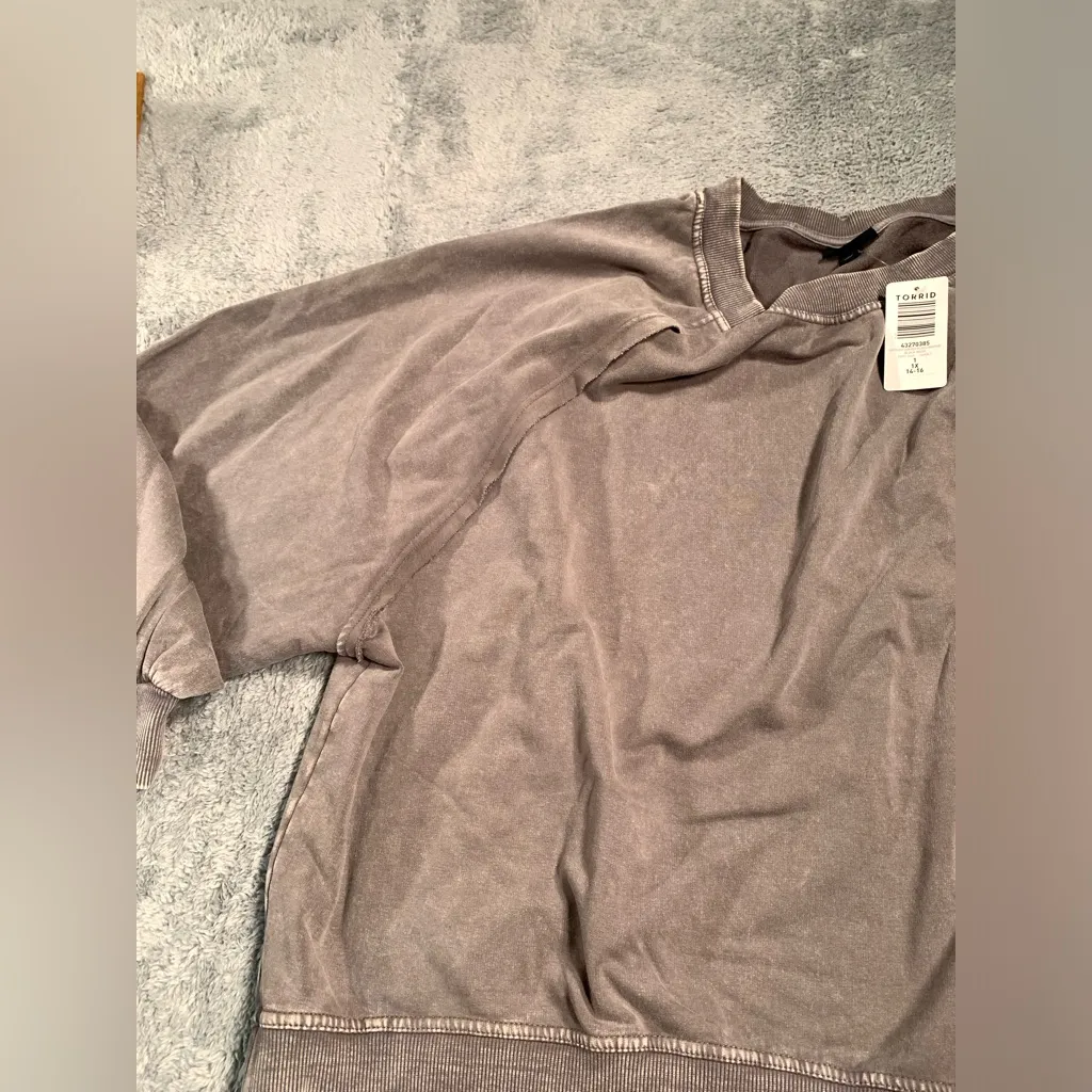 Torrid knit fleece crew neck relaxed sweatshirt black wash NWT 1X - Image 6