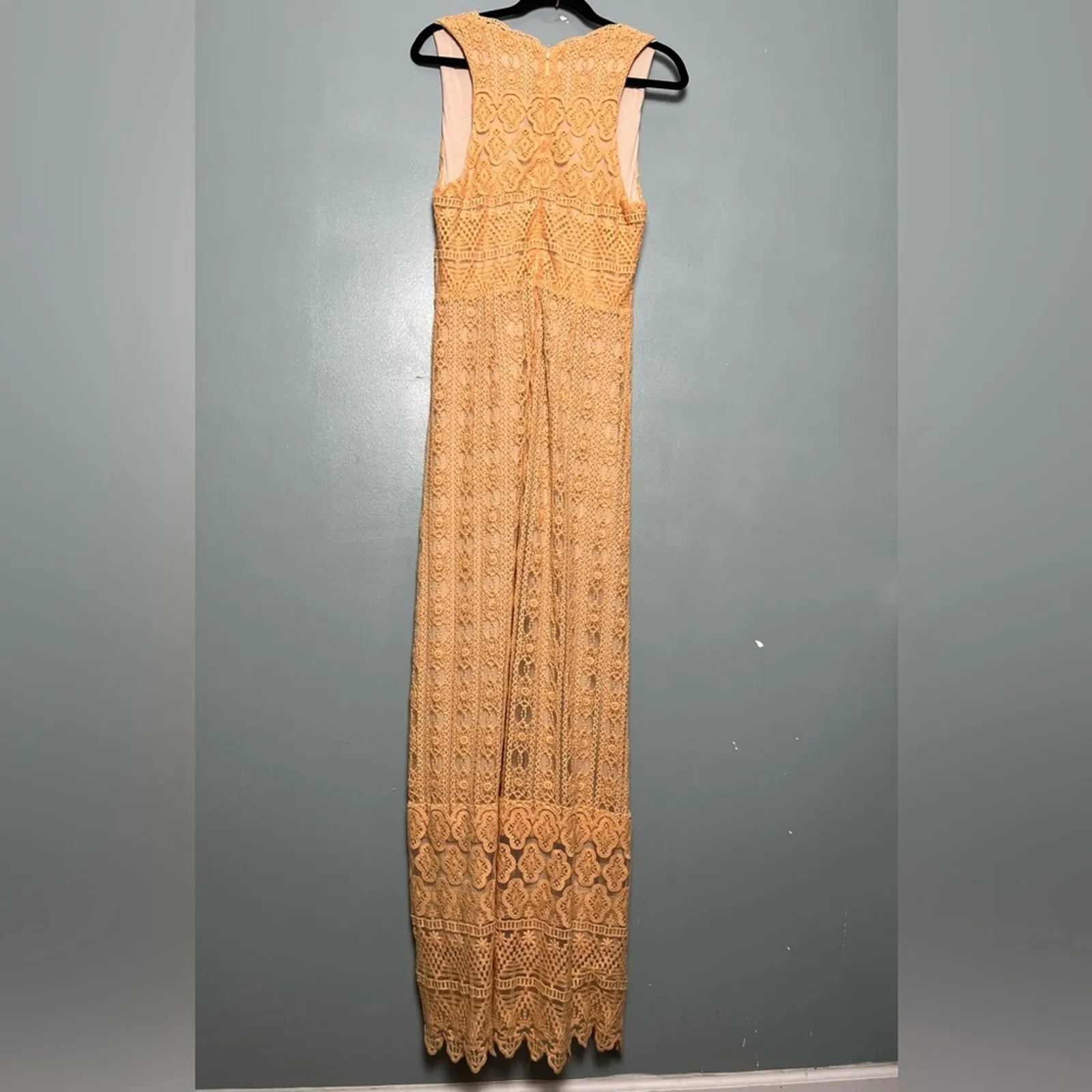 Anthropologie KOROVILAS Calantha Crochet Maxi Dress Peach Women’s Size M - Image 3