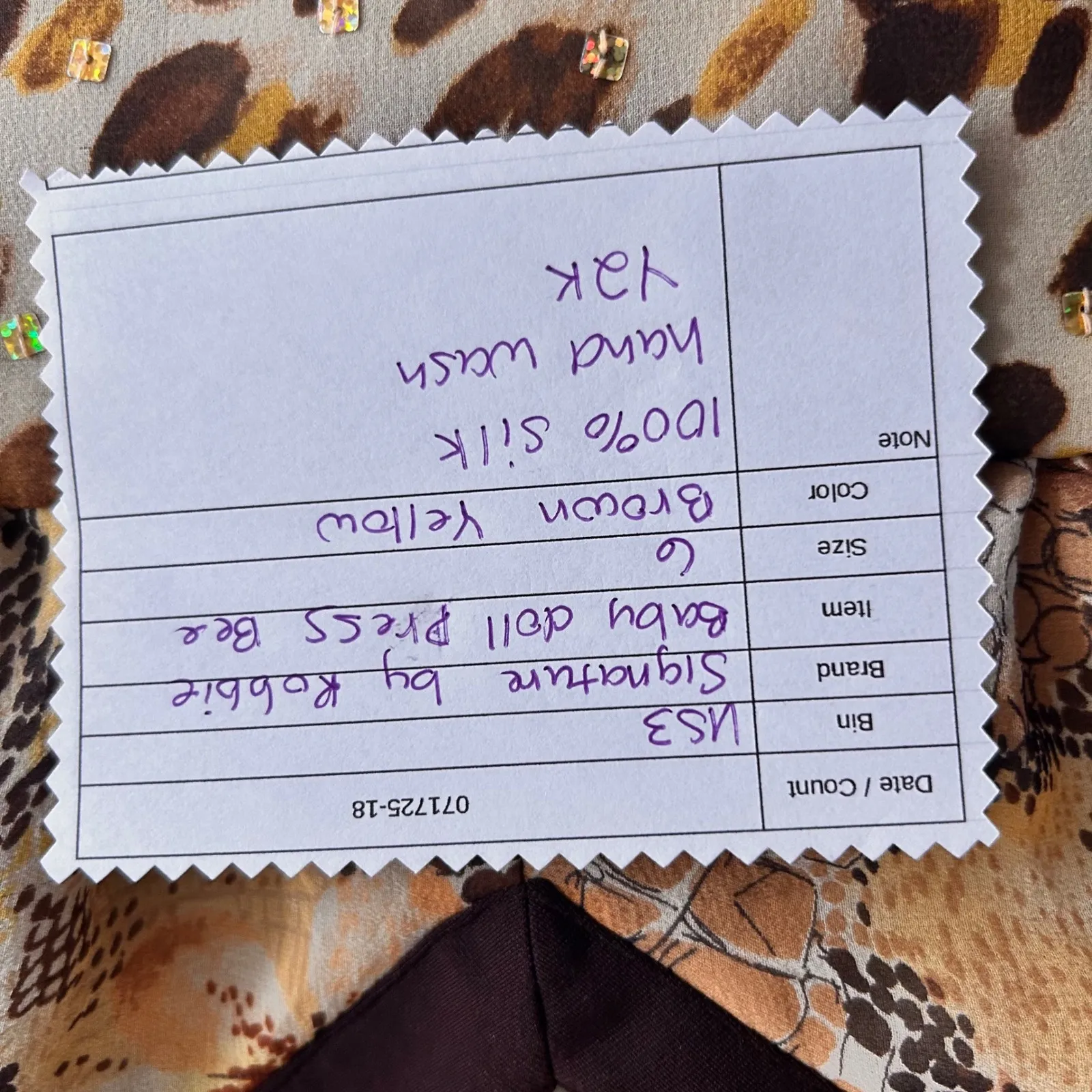 Y2K Baby Doll Dress Size 6 Fairy Grunge Mixed‎ Print Pure Silk Flowy Light Brown - Image 8