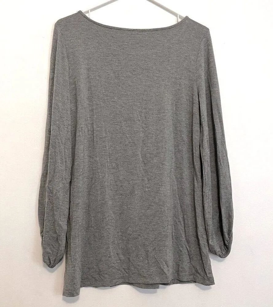 ANN TAYLOR Factory Heather Gray 3/4 Sleeve Puff Sleeve Balloon Sleeve Blouse Top - Image 9