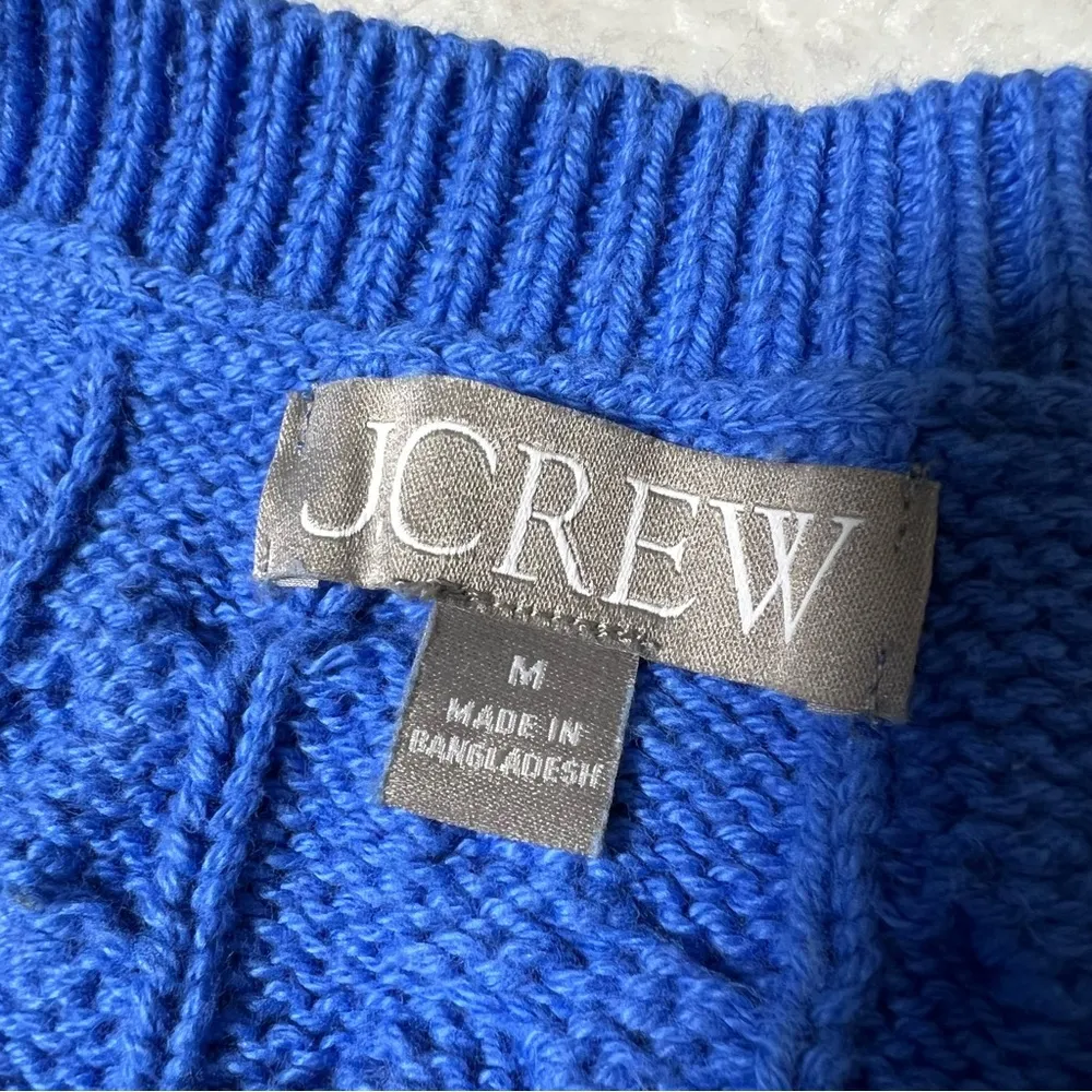 J Crew Blue Diagonal Cable Knit Cotton Sweater - Image 9