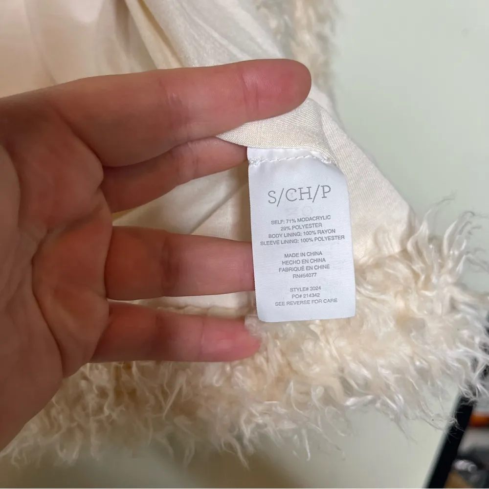 Cabi Womens Teddy Jacket Faux Fur Coat Lined Shaggy Cropped Cream Size Small S - Image 5