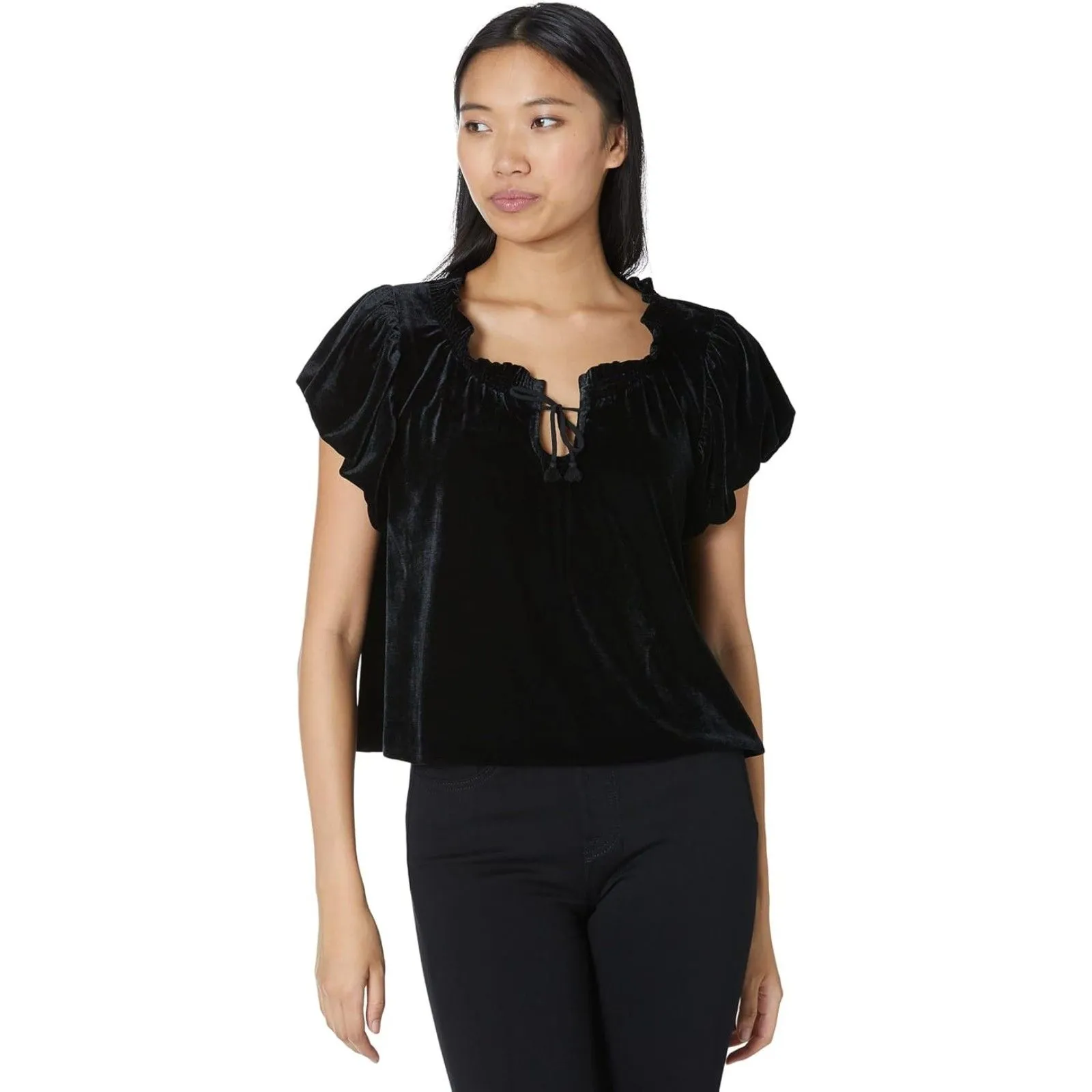 Womens Free People Terese Velvet Puff Sleeve Top Size S - Image 7