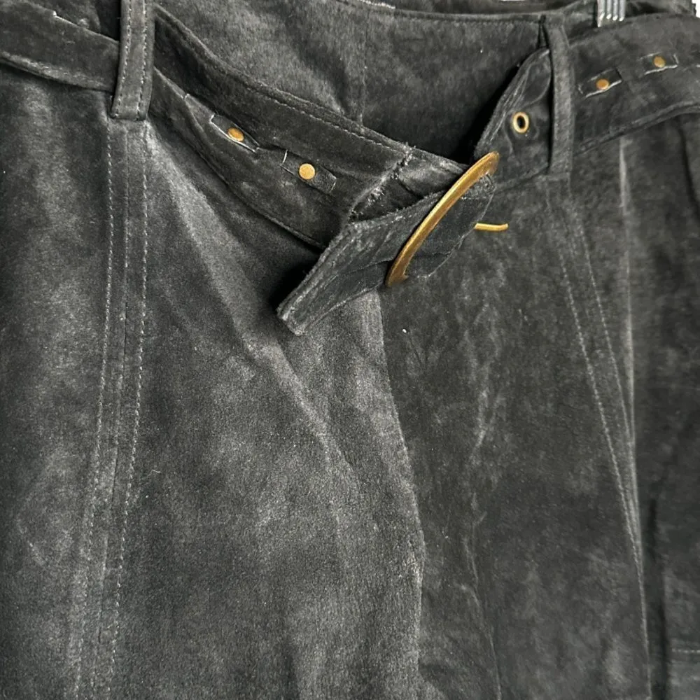 Garson by Rem Garson Black Suede Pants‎ with Belt Size 8 - Image 4
