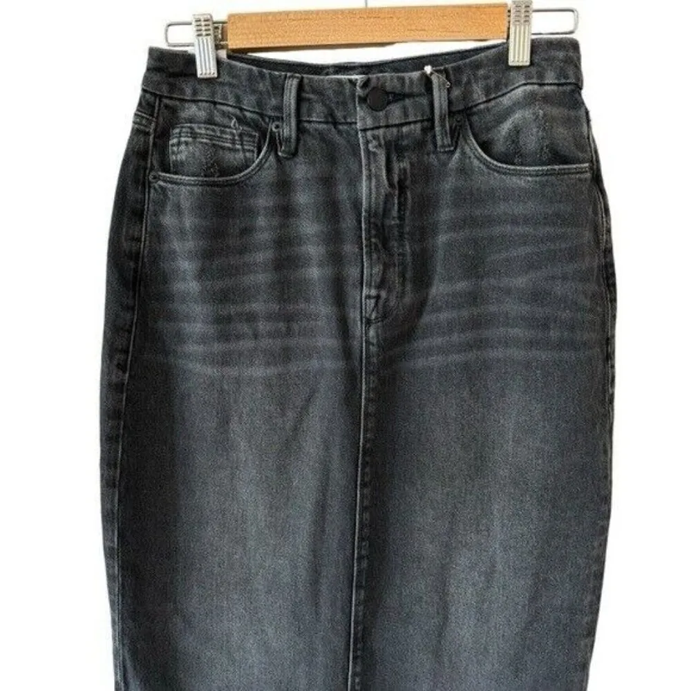 ANTHROPOLOGIE Good American Tube Denim Maxi Skirt Carbon Size 8 NEW - Image 11