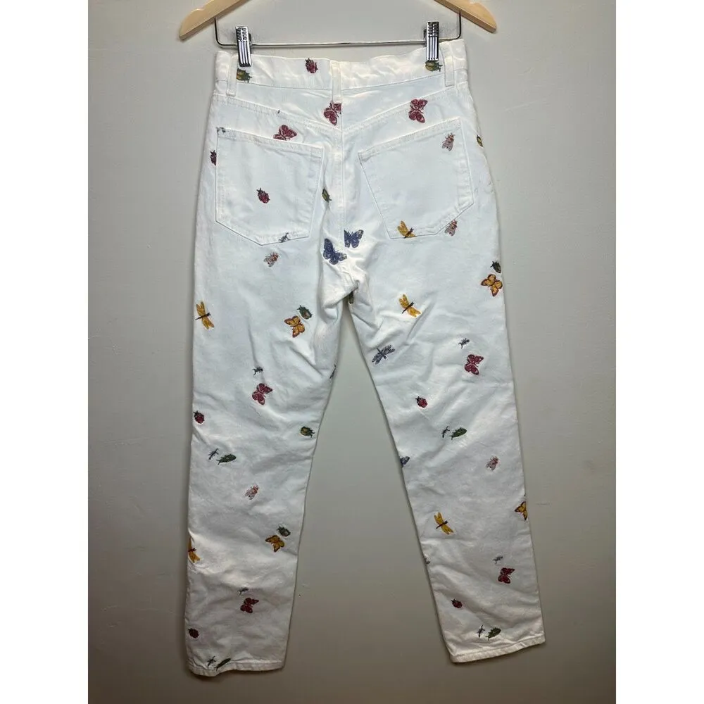 Reformation Women's Size 26 White Cynthia Ladybugs High Waist Straight Jeans NWT - Image 2