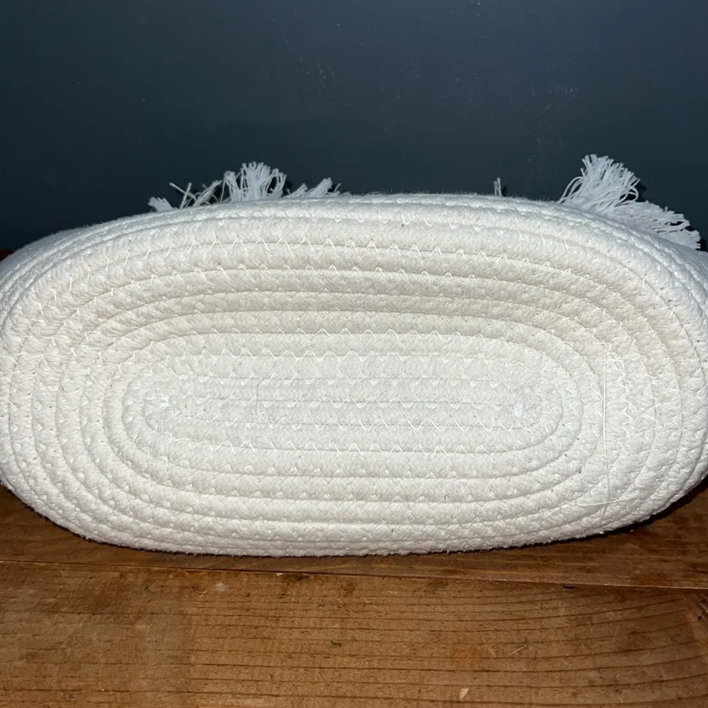 Jumbo rope bag sturdy rainbow handle basket Easter beach tote vacation purse Red - Image 4