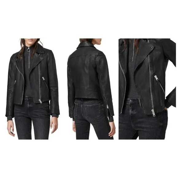 NEW! AllSaints Dalby Leather Biker Jacket (US/8, UK/12) - Image 2