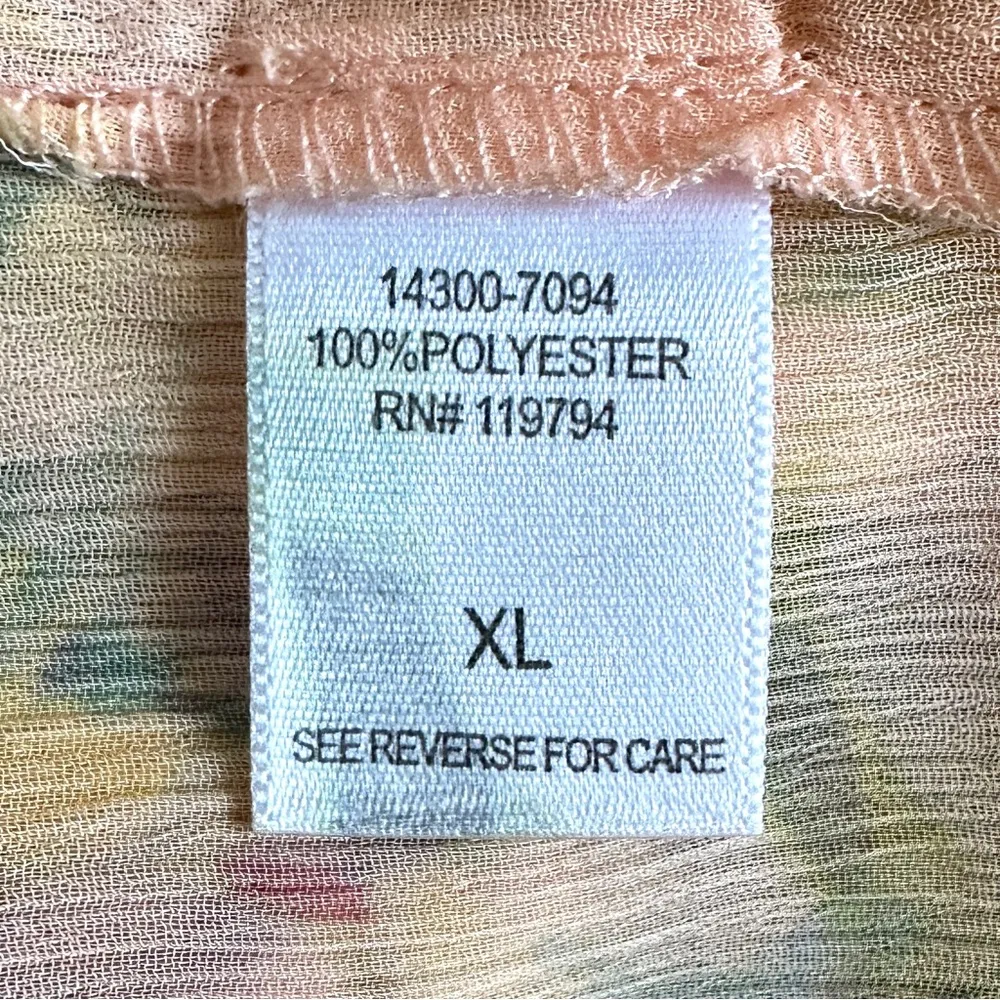 One World Sheer Butterfly Top Women's XL Yellow Flowy Boho Square Neck Stretchy - Image 9