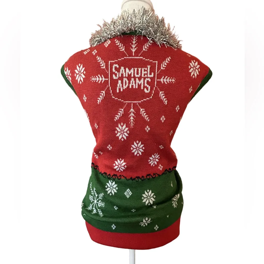 Samuel Adam gaudy tacky ugly tinsel Christmas Sweater Vest holiday beer funny M Red Size M - Image 5