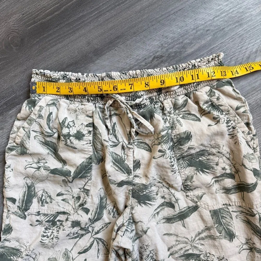 Lucky Brand Joggers Floral Tropical Pull On Small Khaki Green - Image 7