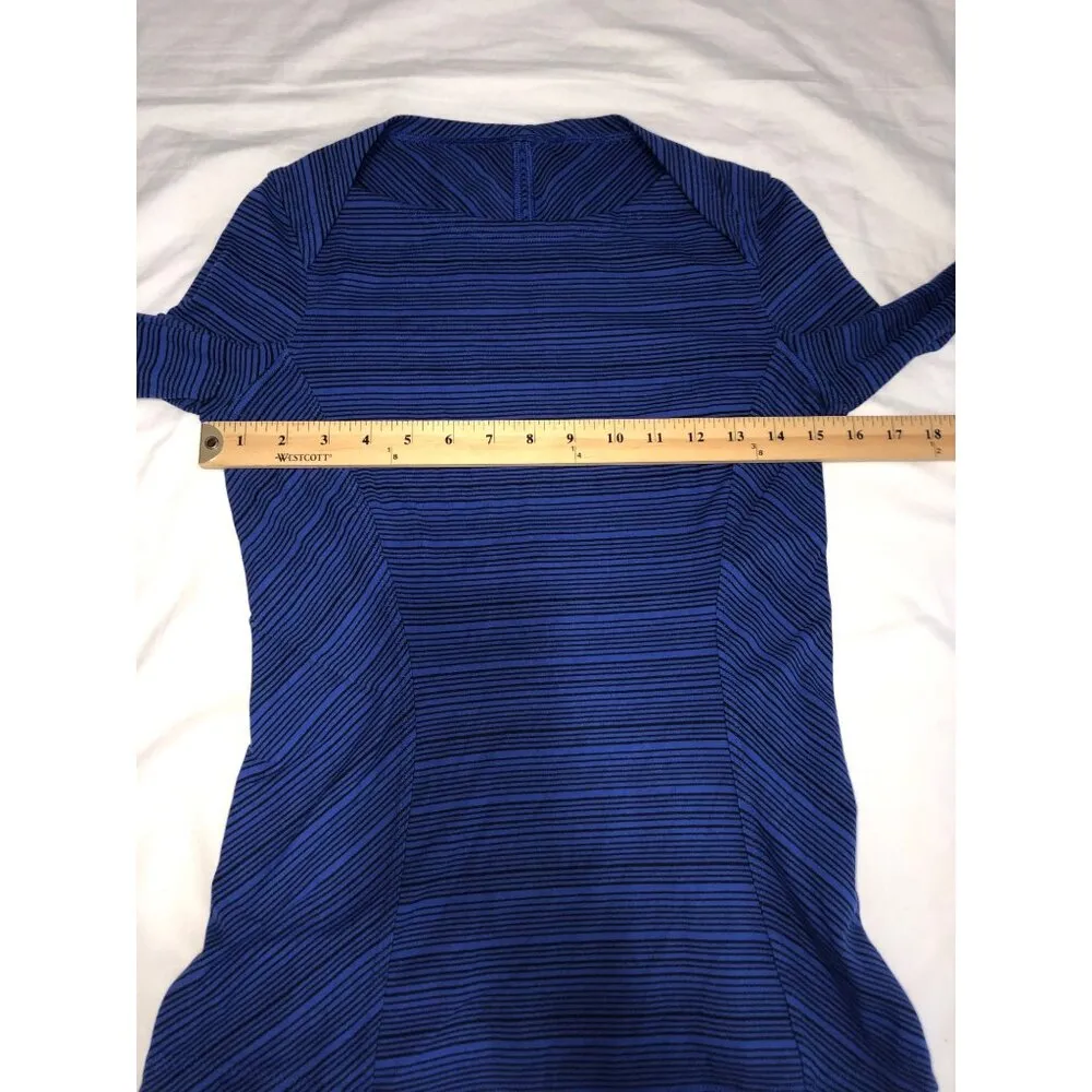 Lululemon Kanto Catch Me Long Sleeve Size 4 Stripe Sapphire Blue Black Top Shirt - Image 9