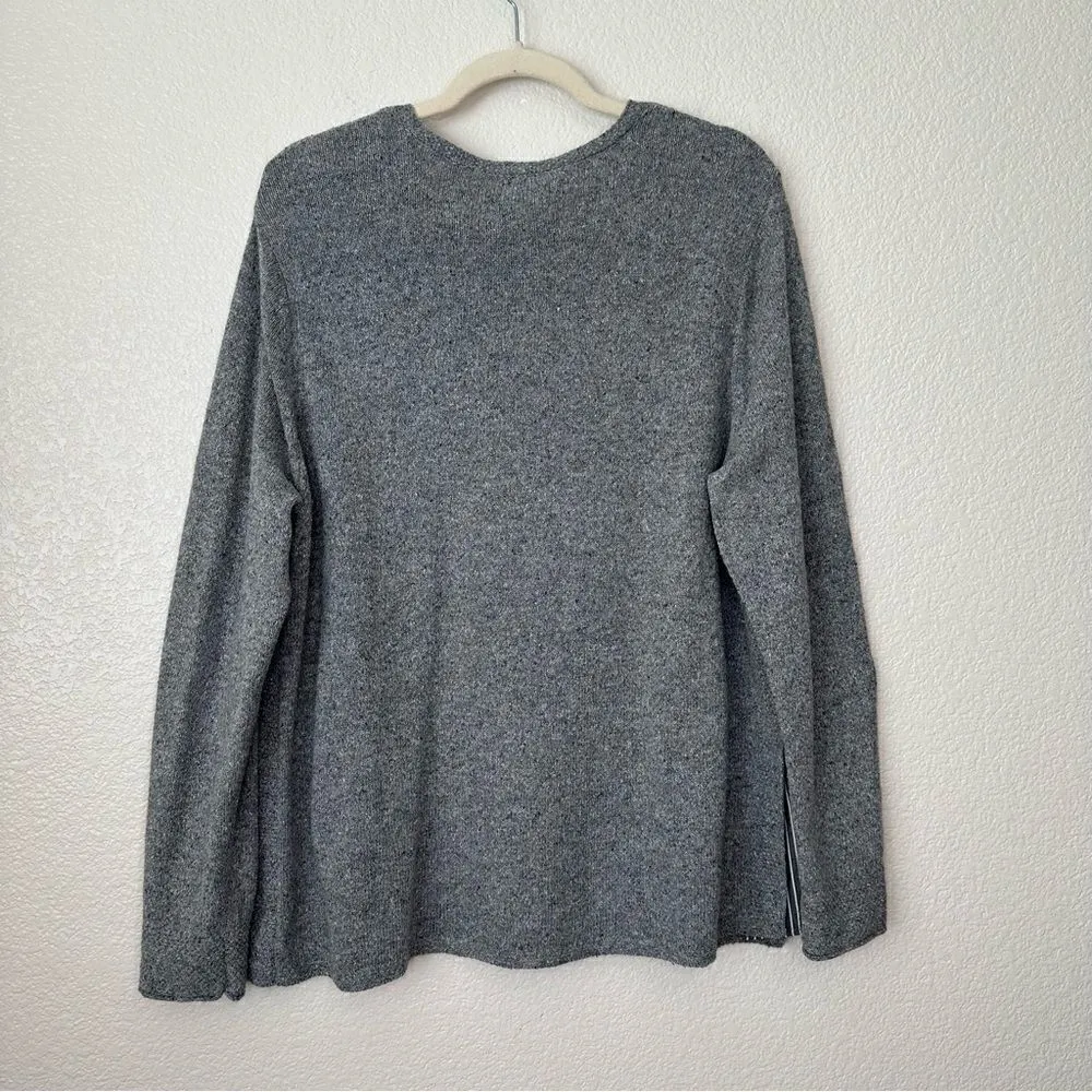J. Jill Silk Blend Gray Mixed Media with Side Slits InsetsâSweater, Sz Large - Image 7