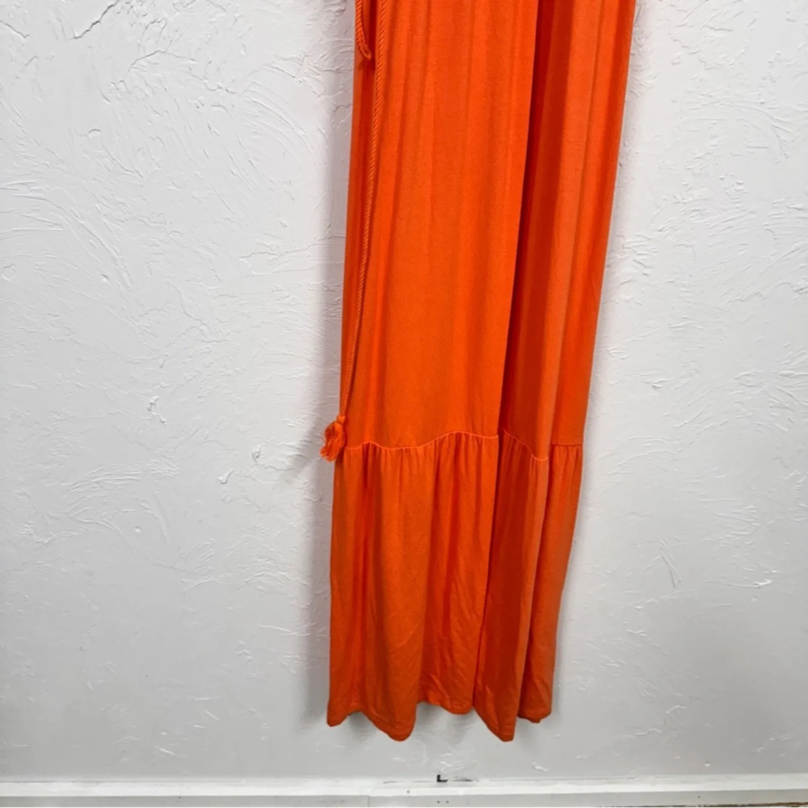 Daniel Rainn Orange Crochet Tiered Maxi Dress Womens M Beachy Boho Casual Summer - Image 5