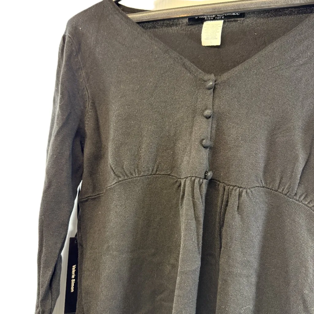 Valerie Simon Button Blouse Women’s Large Black - Image 2