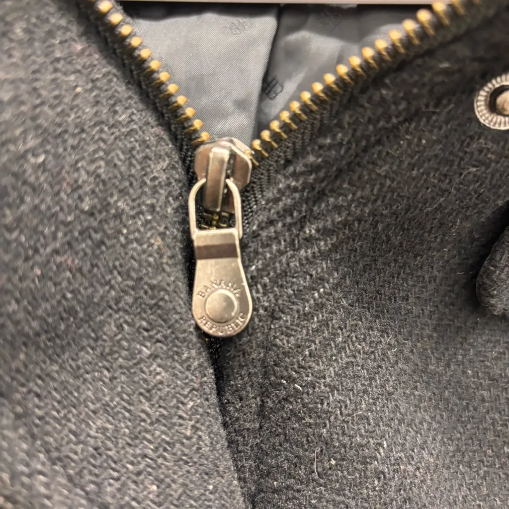 Banana Republic black wool blend duffle coat or jacket womens Small - Image 3