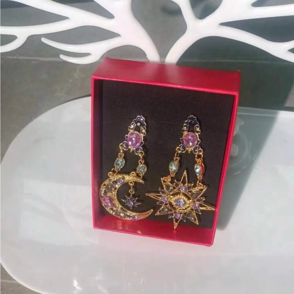 Gold and Purple Celestial Earrings - Image 2