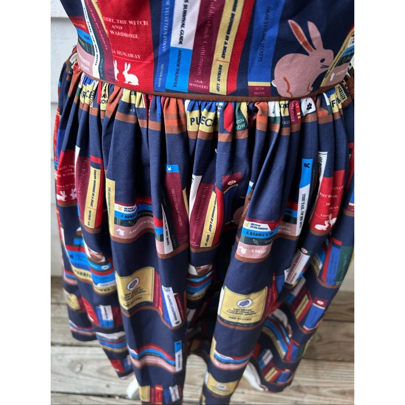 NWT Collectif Vintage London Amber Lea Book Shelf Swing Dress Navy Size 4 Blue - Image 13