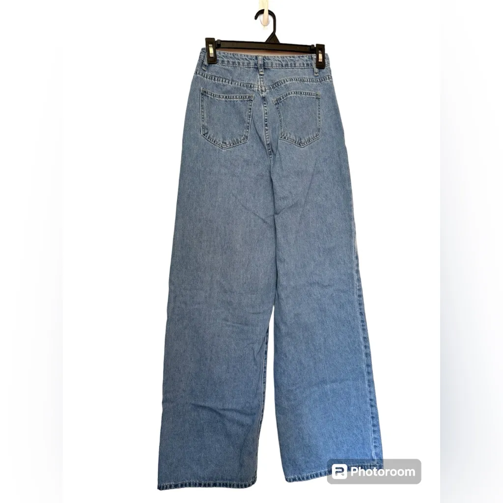 SHEIN graffiti heart wide leg jeans women’s XS‎ - Image 2