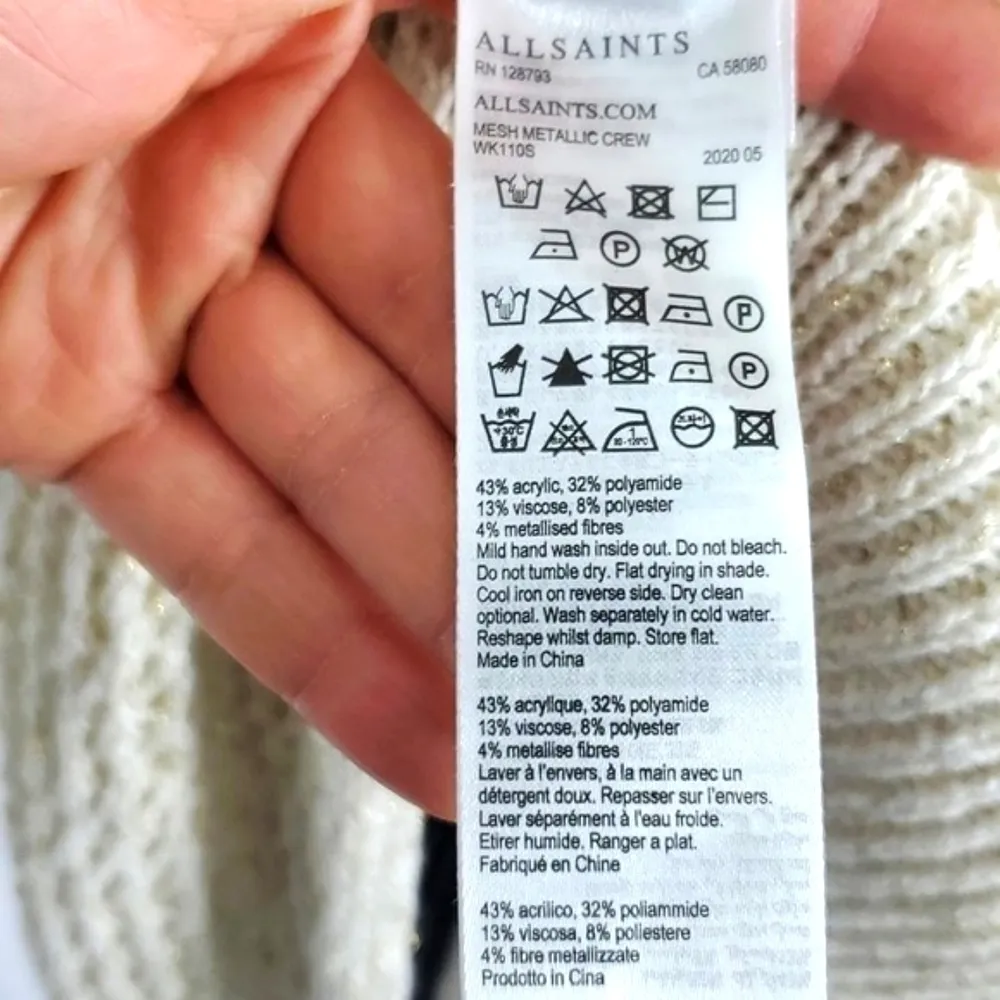 NWT All Saints‎ Mesh Metallic Crew Sweater - Image 8