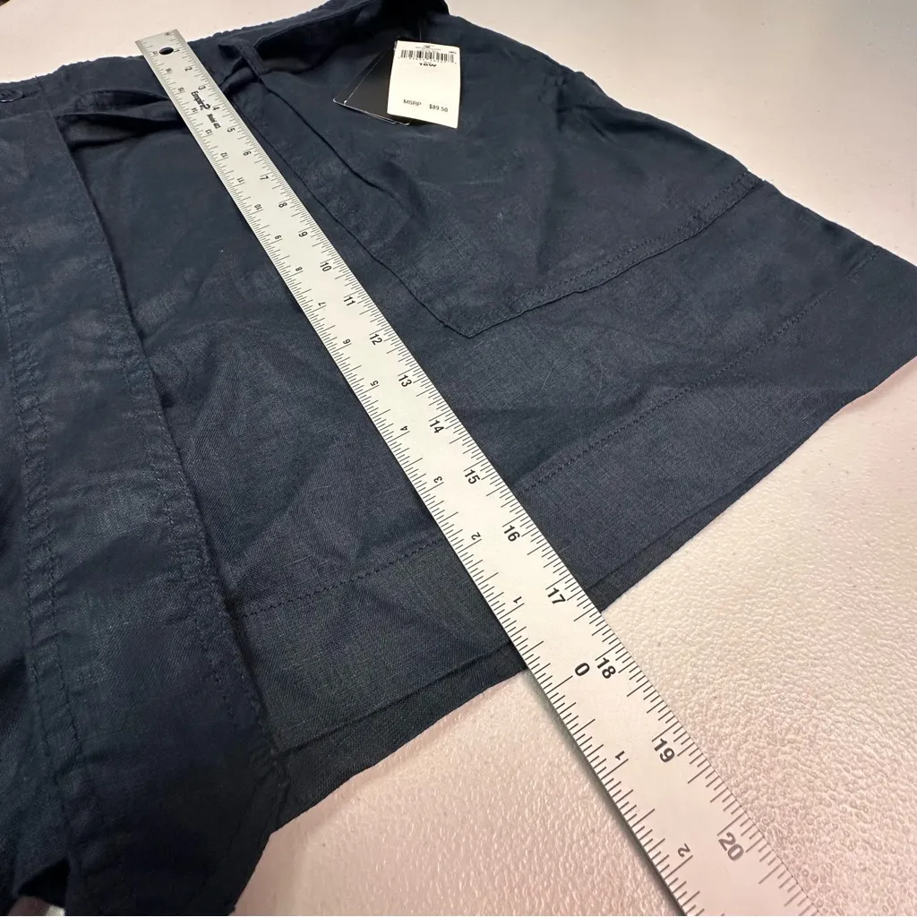 Ralph Lauren Dark Blue Linen Buttoned Shorts - Image 7