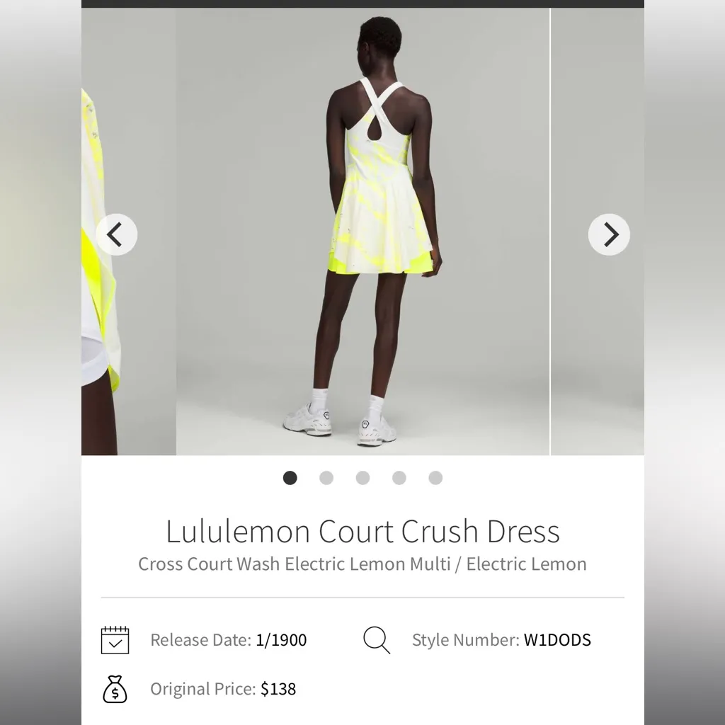 NWT Lululemon Court Crush Dress Lemon Multi / Electric Lemon Size 8 - Image 6