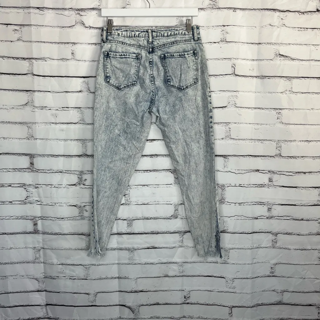 Seethrusoul High Rise Crop Skinny Jeans Acid Wash Women’s 27 Raw Hem Vintage Blue - Image 10