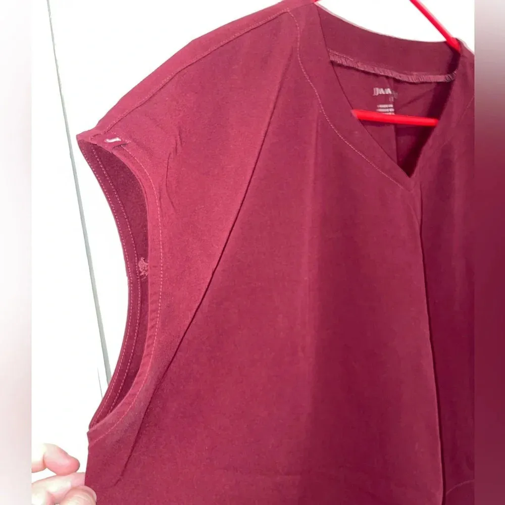 Jaanuu Oversized Cap Sleeve Scrub Top - Wine Burgundy - Size Large​​​​​​ - Image 4