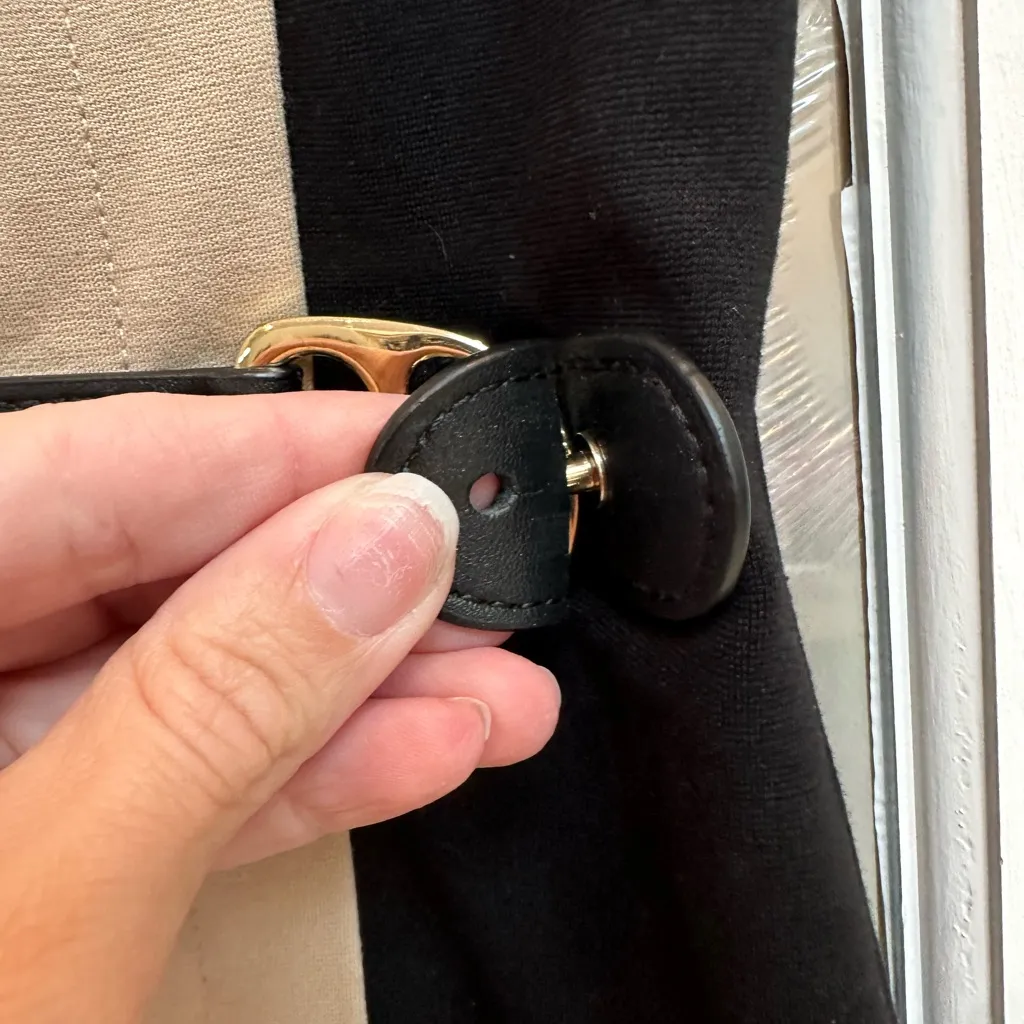 LRL Lauren Ralph Lauren Black Oatmeal Sheath Dress Size 4 Small S Leather Buckle - Image 9