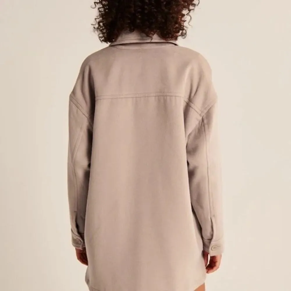 Abercrombie & Fitch Womens XS Shacket Light Beige Utility Jacket Heavy Duty - Image 4