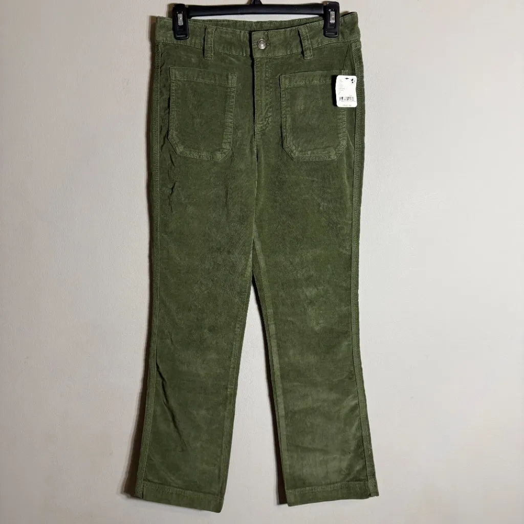 Free People High Time Velvet Kick Flare Pants Women's 6 Chive Green Festival NWT - Image 7