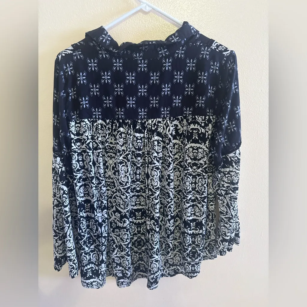 Floral black white tunic boho long sleeves blouse check the measurements - Image 10