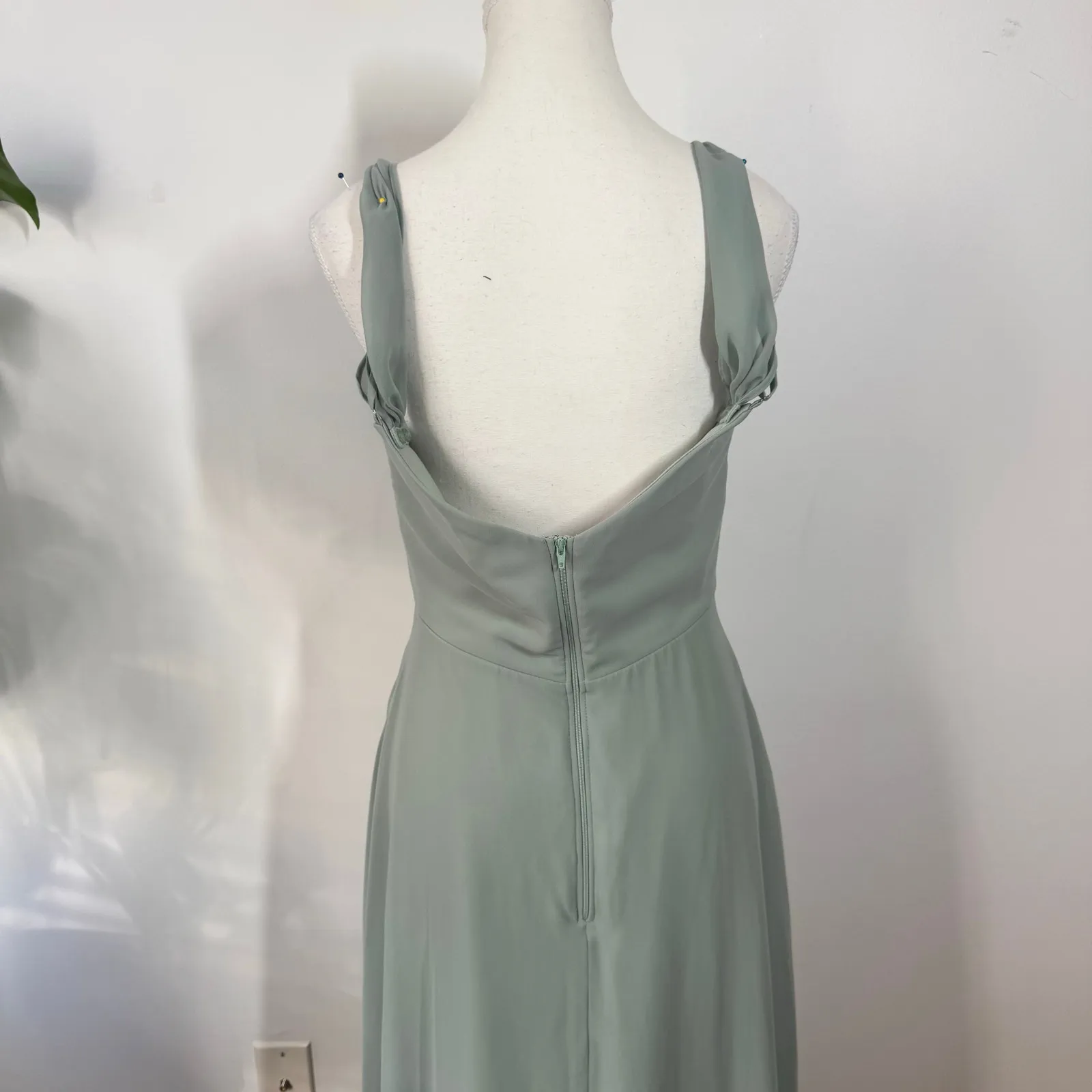 Birdy Grey DEVIN CONVERTIBLE DRESS Women M CHIFFON SAGE BRIDEMAID WEDDING - Image 9