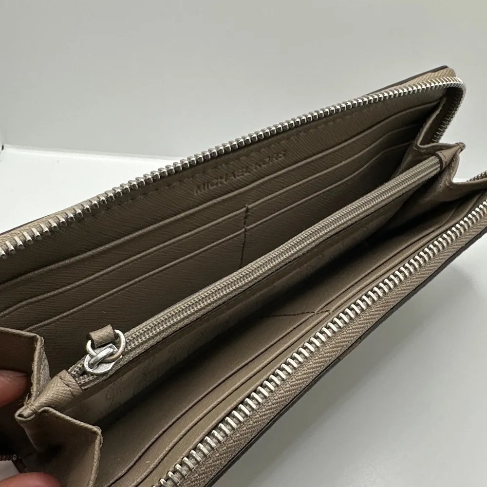 MICHAEL KORS Taupe Zip Around Wallet - Image 5