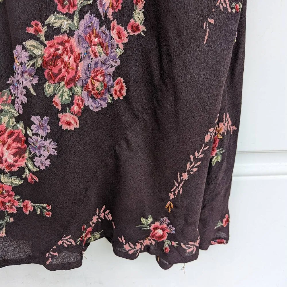 Vintage Tracy Reese Floral Beaded Slip Dress Womens Medium Knee Length Night Out - Image 7