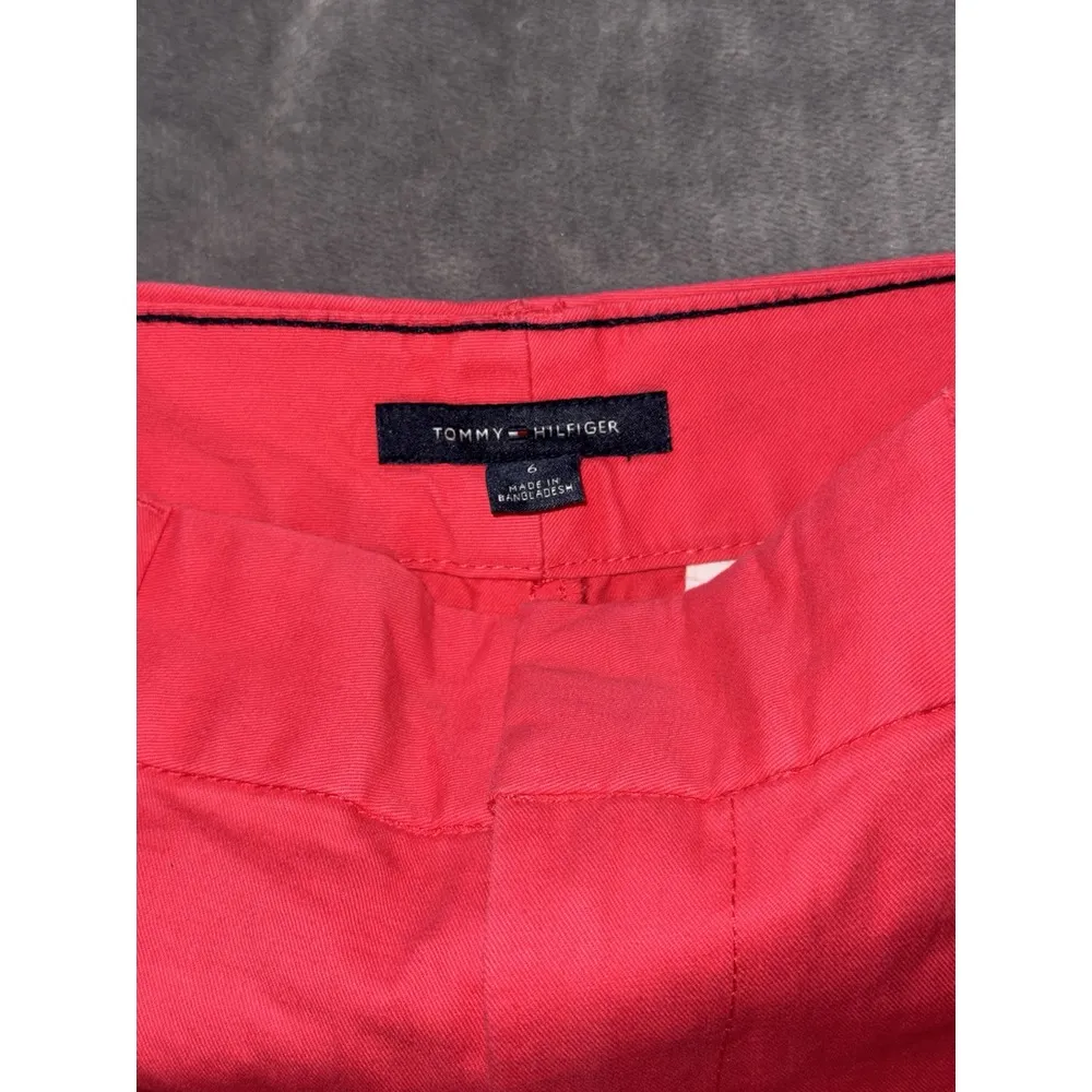 Tommy Hilfiger Women Casual‎ Shorts Mid Rise Khaki Chino Pocket Coral Pink Sz 6 - Image 3