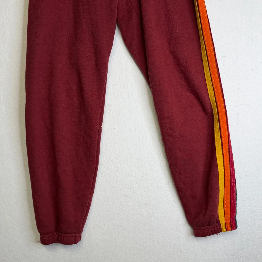 Aviator Nation 5 Stripe Zip Up Jogger Maroon SET - Image 7