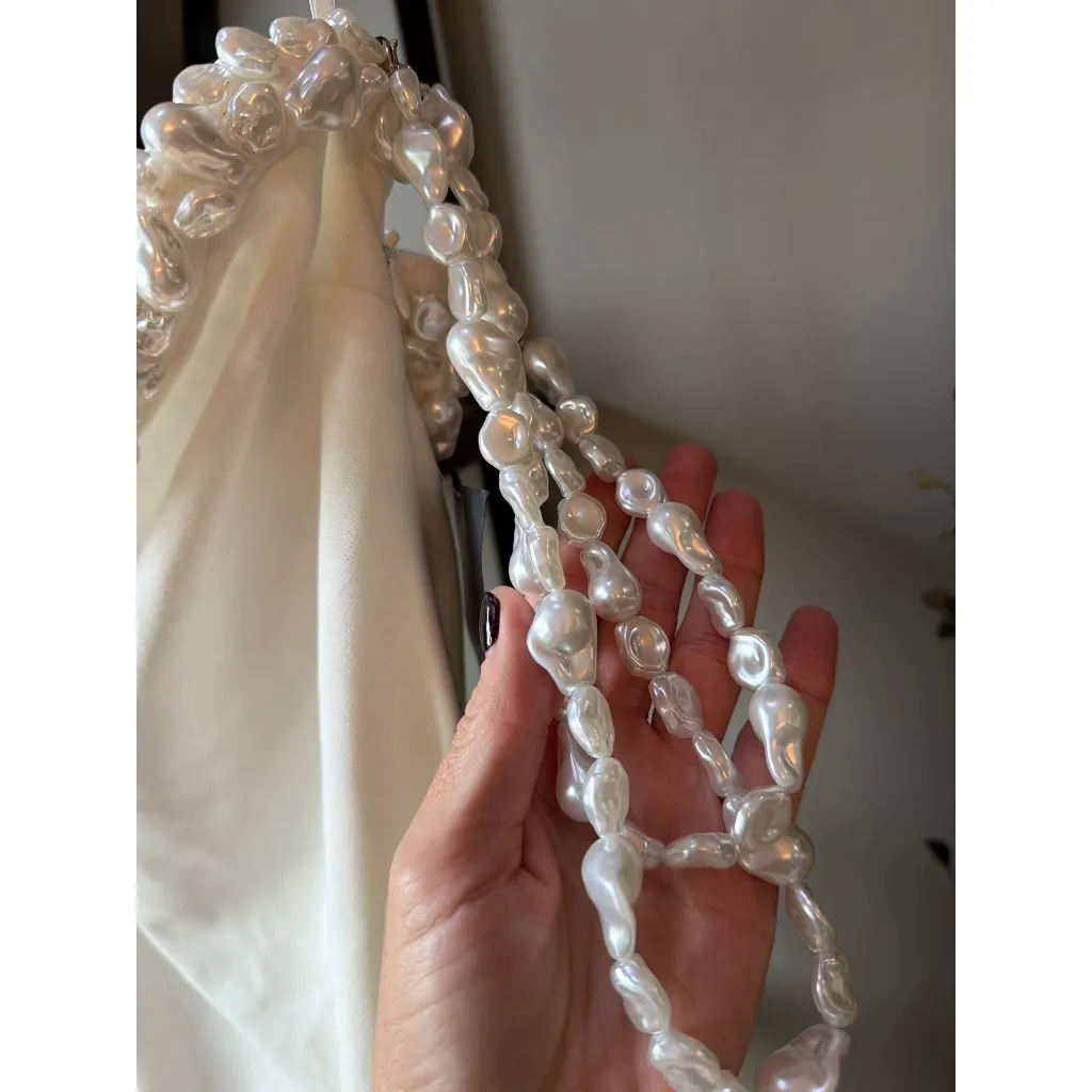 retrofete Abilene Beaded Off The Shoudler Maxi Dress White Womens Size Small - Image 9