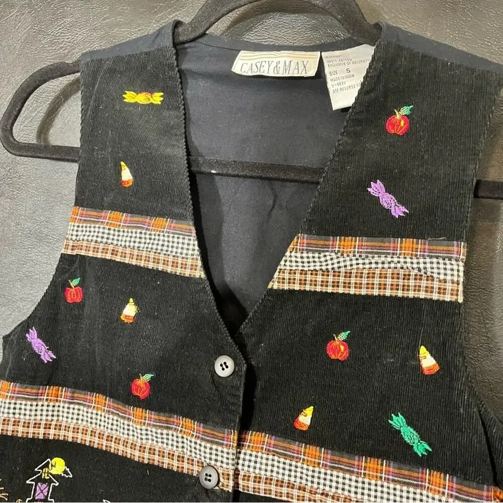 Casey & Max Black‎ Corduroy Halloween/Fall Vest Size Small Black - Image 4