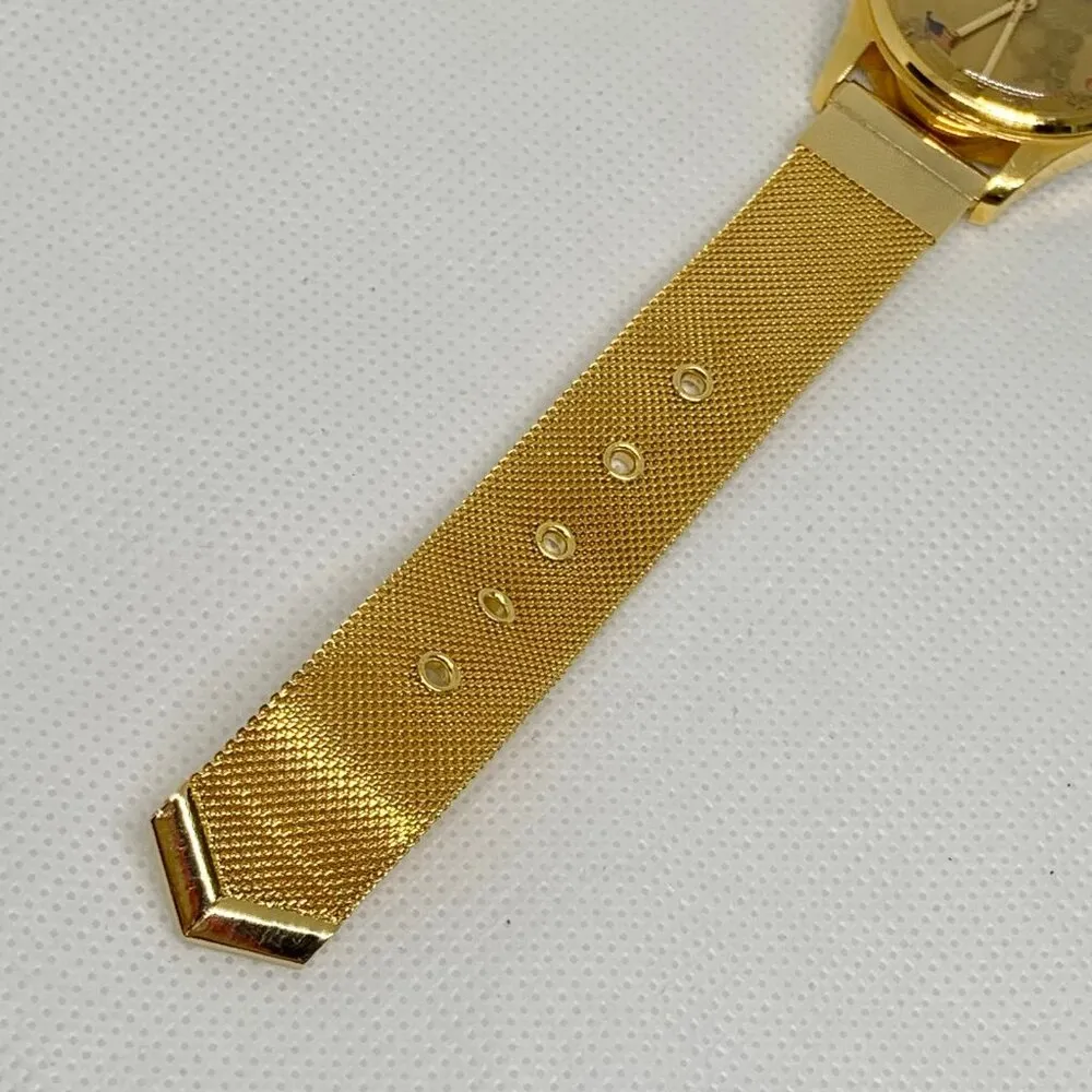 Vintage 1976 Rouan Bicentennial Coin Watch gold tone mechanical 29mm works - Image 6