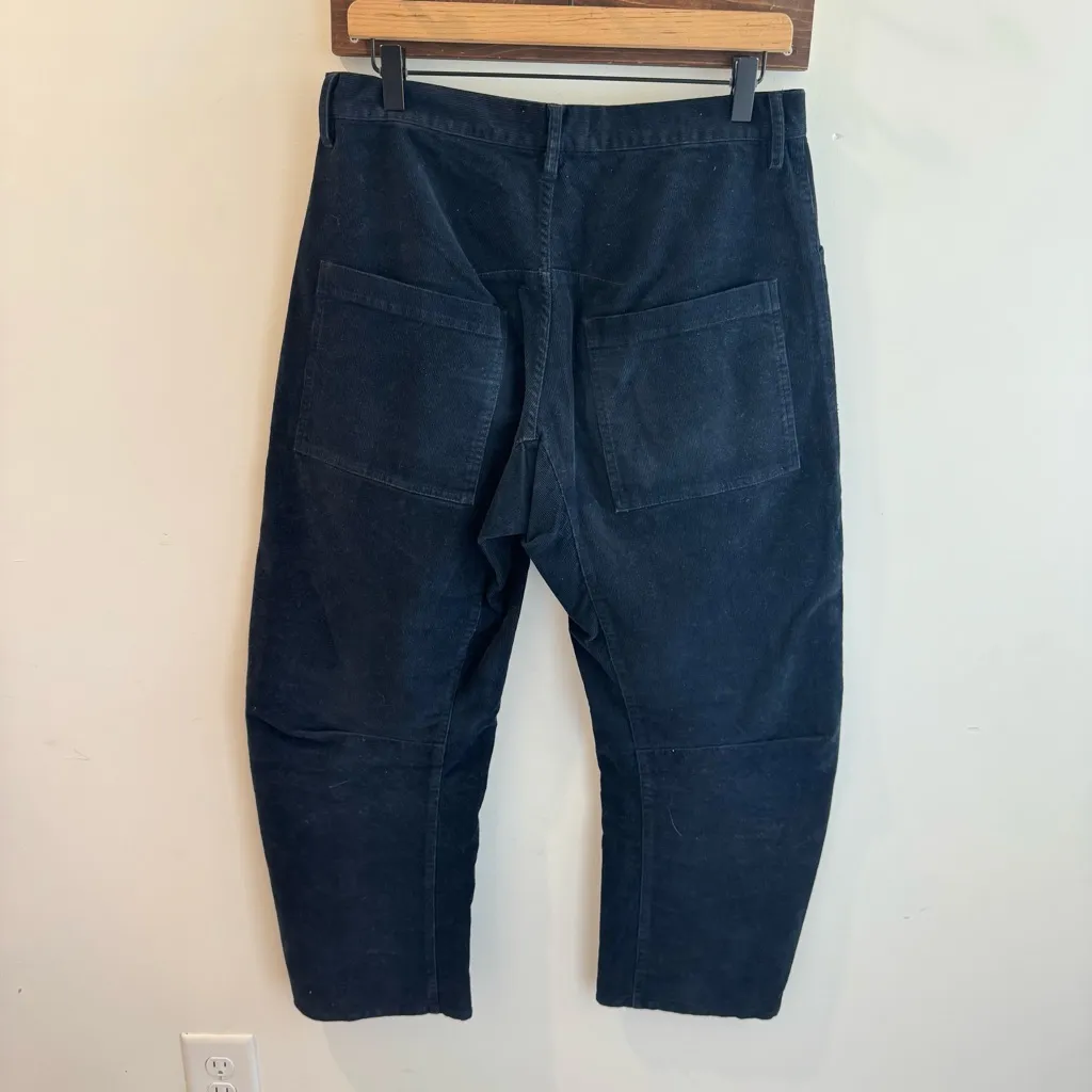 Nili Lotan Shon Midnight Navy Corduroy Barrel Leg Pants Size 6 Blue - Image 6