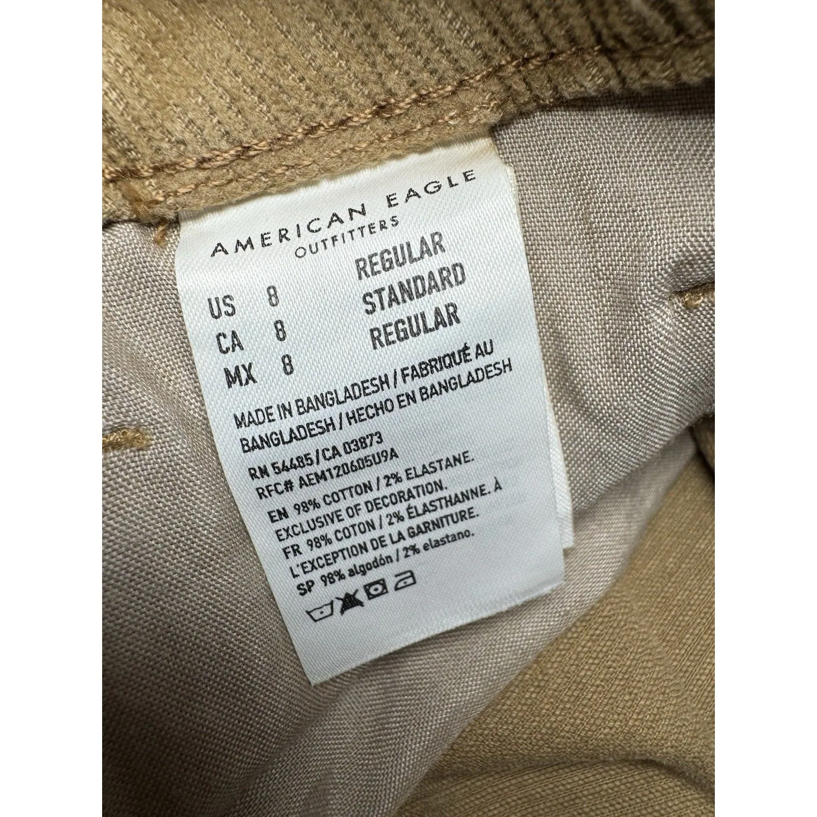 American Eagle Corduroy High Rise Mom Jeans Tan Brown Soft Comfy Stretchy Sz 8 - Image 6