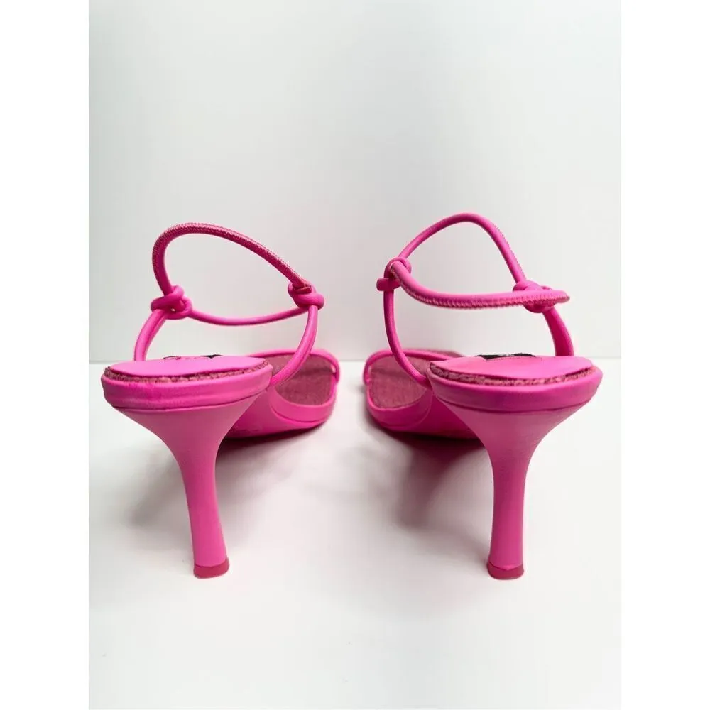 AQUA Sandals Womens Size 9 Square Toe Pink‎ Raffia Detail Slip On Heel NEW - Image 6