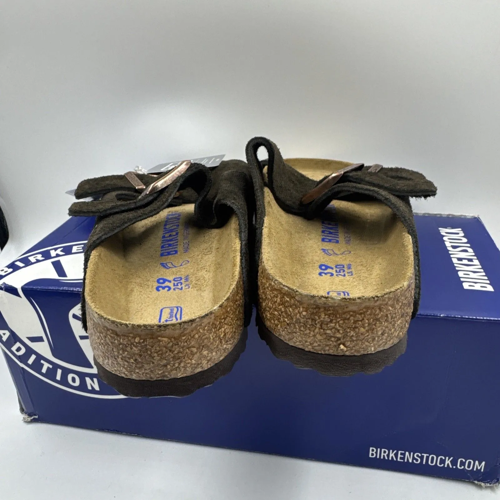 Birkenstock Arizona Mocca Brown Soft Footbed Suede Leather Women Sandals Size 8 - Image 5