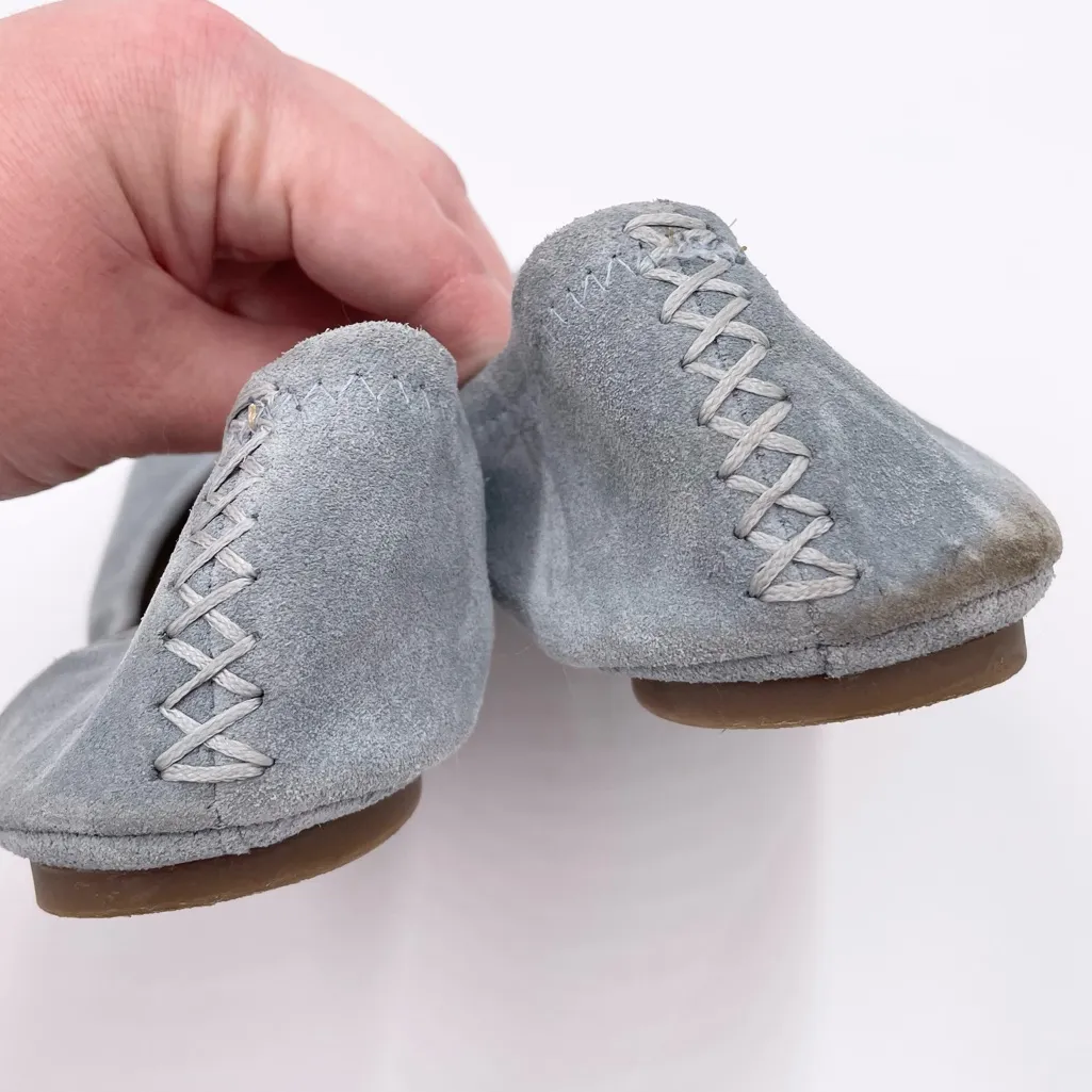 Lucky Brand Emmie Ballet Flat Shoes Women's Size 9 Baby Blue Suede Slip On - Image 6